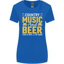 Country Music & Beer Thats Why Im Here Womens Wider Cut T-Shirt Royal Blue