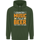 Country Music and Beer Thats Why Im Here Mens 80% Cotton Hoodie Forest Green