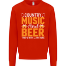 Country Music and Beer Thats Why Im Here Mens Sweatshirt Jumper Bright Red