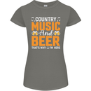 Country Music and Beer Thats Why Im Here Womens Petite Cut T-Shirt Charcoal