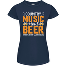 Country Music and Beer Thats Why Im Here Womens Petite Cut T-Shirt Navy Blue