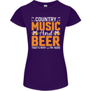 Country Music and Beer Thats Why Im Here Womens Petite Cut T-Shirt Purple