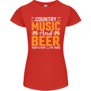 Country Music and Beer Thats Why Im Here Womens Petite Cut T-Shirt Red
