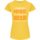 Country Music and Beer Thats Why Im Here Womens Petite Cut T-Shirt Yellow