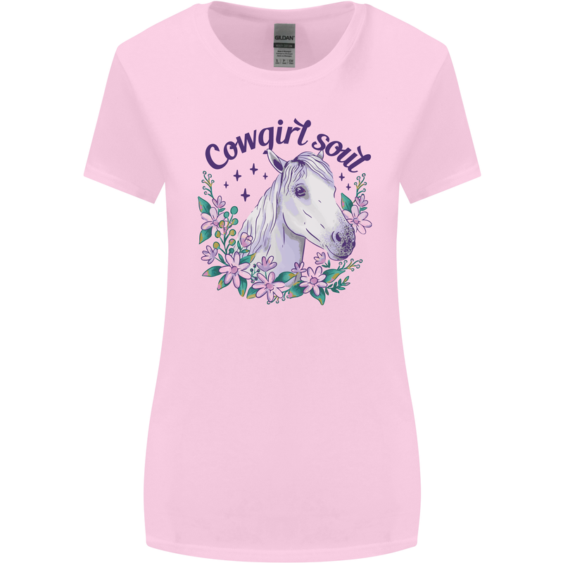 Cowgirl Soul Equestrian Horse Womens Wider Cut T-Shirt Light Pink