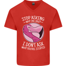 Crazy Stupid Funny Sarcastic Slogan Sarcasm Mens V-Neck Cotton T-Shirt Red