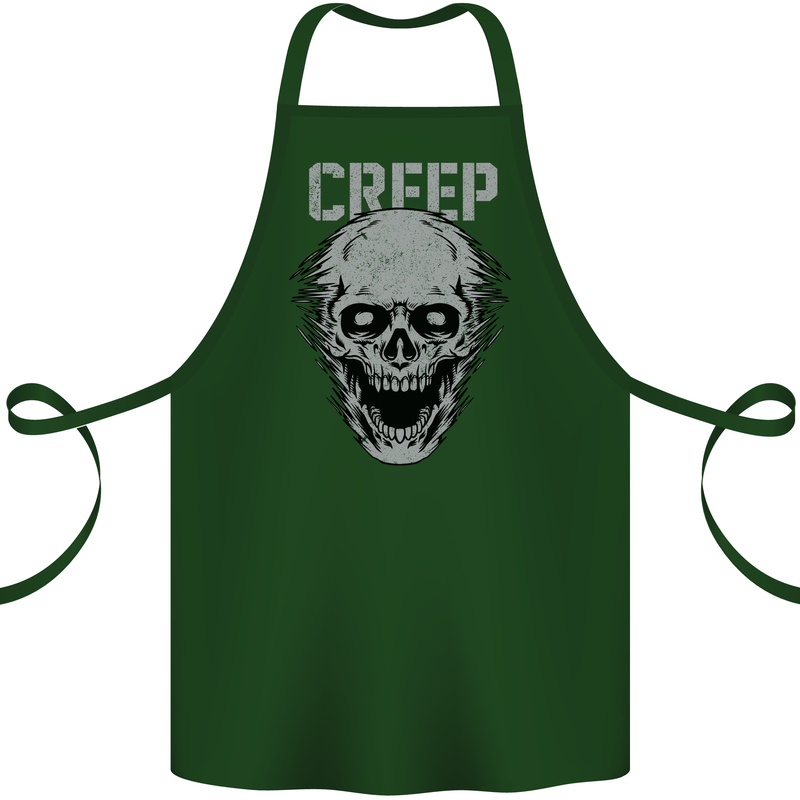 Creep Human Skull Gothic Rock Music Metal Cotton Apron 100% Organic Forest Green