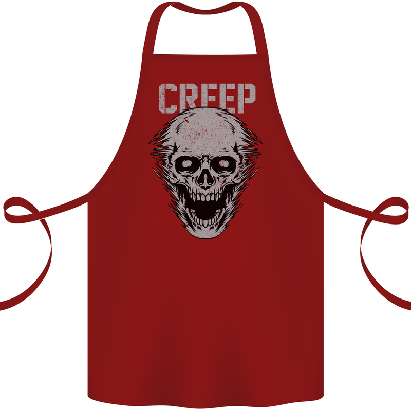 Creep Human Skull Gothic Rock Music Metal Cotton Apron 100% Organic Maroon