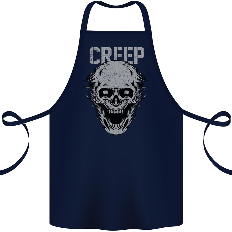 Creep Human Skull Gothic Rock Music Metal Cotton Apron 100% Organic Navy Blue