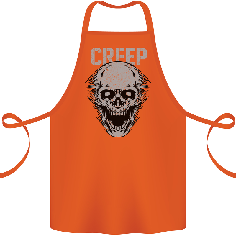 Creep Human Skull Gothic Rock Music Metal Cotton Apron 100% Organic Orange