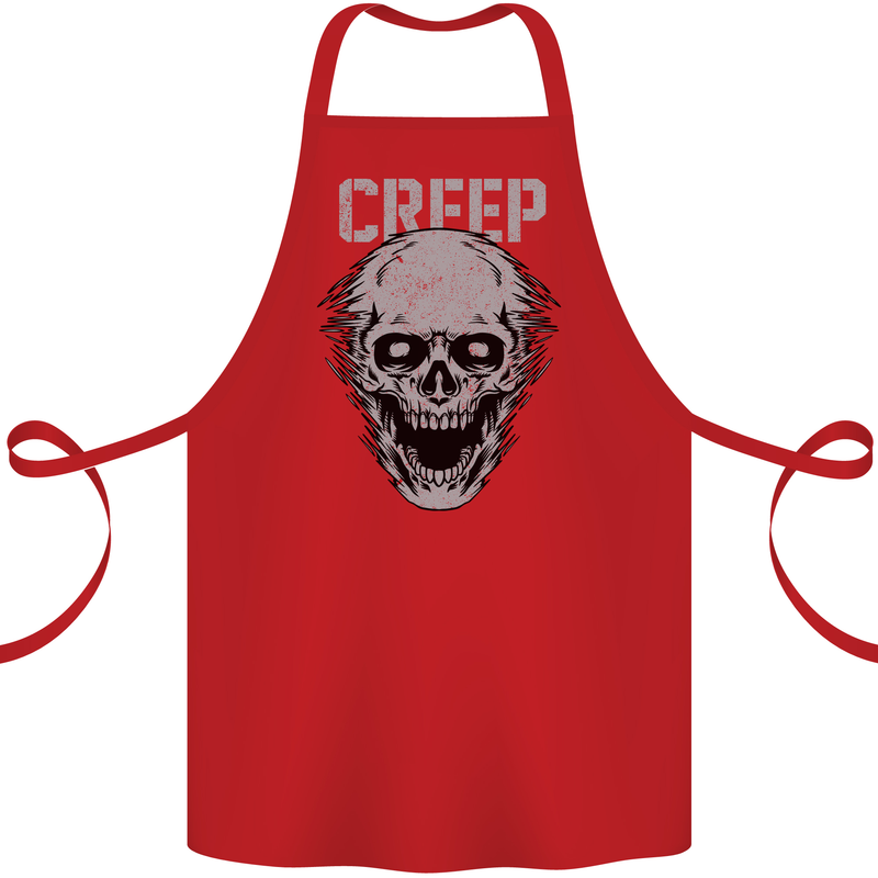 Creep Human Skull Gothic Rock Music Metal Cotton Apron 100% Organic Red