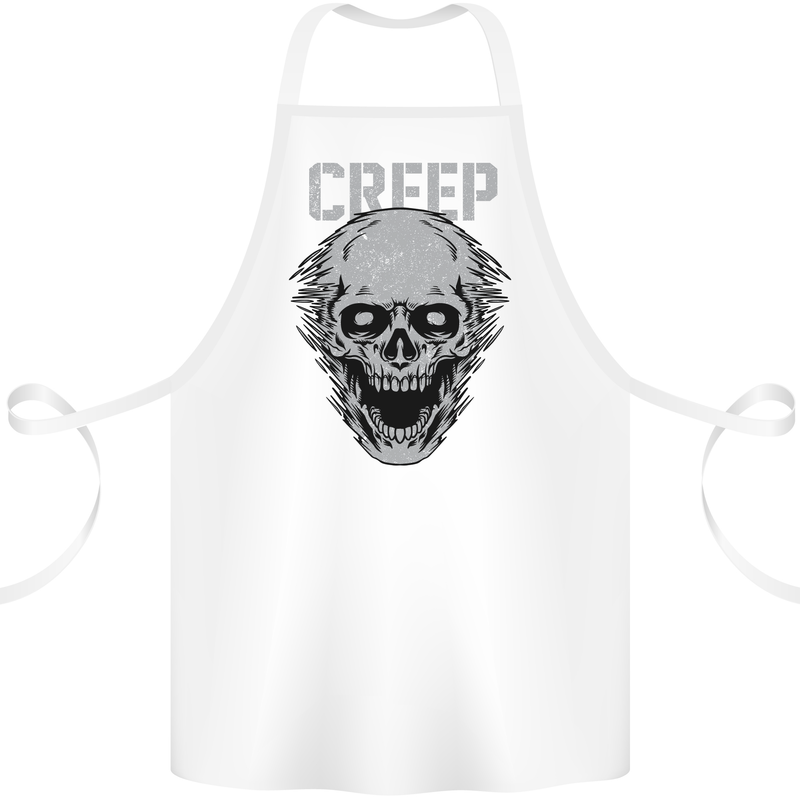 Creep Human Skull Gothic Rock Music Metal Cotton Apron 100% Organic White