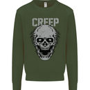 Creep Human Skull Gothic Rock Music Metal Kids Sweatshirt Jumper Forest Green