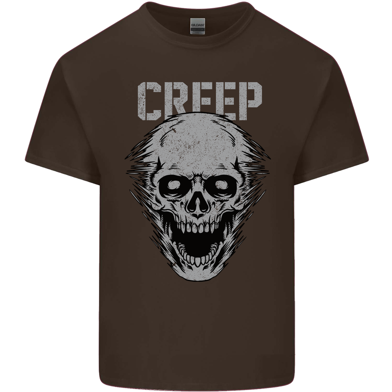 Creep Human Skull Gothic Rock Music Metal Mens Cotton T-Shirt Tee Top Dark Chocolate