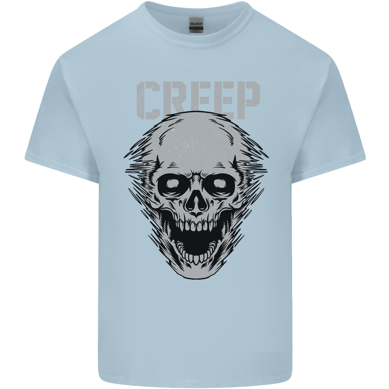 Creep Human Skull Gothic Rock Music Metal Mens Cotton T-Shirt Tee Top Light Blue
