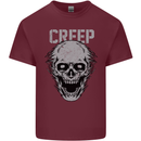 Creep Human Skull Gothic Rock Music Metal Mens Cotton T-Shirt Tee Top Maroon