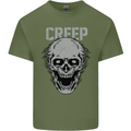 Creep Human Skull Gothic Rock Music Metal Mens Cotton T-Shirt Tee Top Military Green