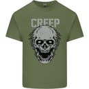 Creep Human Skull Gothic Rock Music Metal Mens Cotton T-Shirt Tee Top Military Green