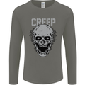 Creep Human Skull Gothic Rock Music Metal Mens Long Sleeve T-Shirt Charcoal