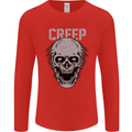 Creep Human Skull Gothic Rock Music Metal Mens Long Sleeve T-Shirt Red