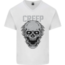 Creep Human Skull Gothic Rock Music Metal Mens V-Neck Cotton T-Shirt White