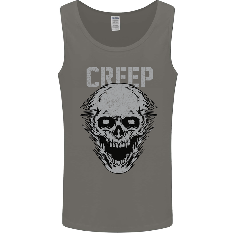 Creep Human Skull Gothic Rock Music Metal Mens Vest Tank Top Charcoal