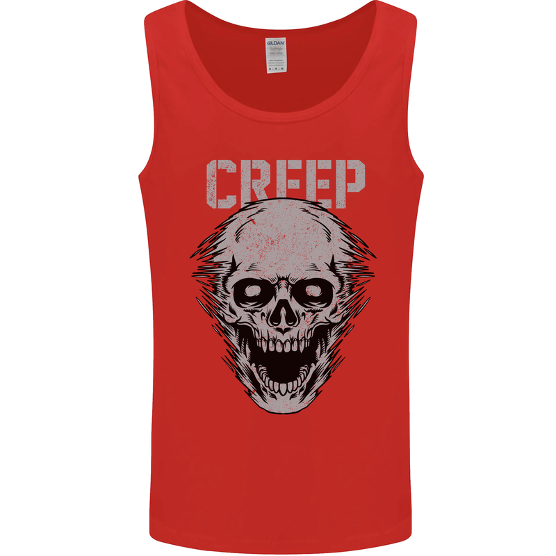 Creep Human Skull Gothic Rock Music Metal Mens Vest Tank Top Red