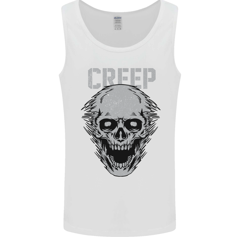 Creep Human Skull Gothic Rock Music Metal Mens Vest Tank Top White