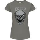 Creep Human Skull Gothic Rock Music Metal Womens Petite Cut T-Shirt Charcoal