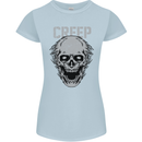 Creep Human Skull Gothic Rock Music Metal Womens Petite Cut T-Shirt Light Blue