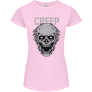 Creep Human Skull Gothic Rock Music Metal Womens Petite Cut T-Shirt Light Pink