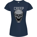 Creep Human Skull Gothic Rock Music Metal Womens Petite Cut T-Shirt Navy Blue