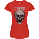 Creep Human Skull Gothic Rock Music Metal Womens Petite Cut T-Shirt Red