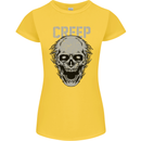 Creep Human Skull Gothic Rock Music Metal Womens Petite Cut T-Shirt Yellow