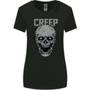 Creep Human Skull Gothic Rock Music Metal Womens Wider Cut T-Shirt Black