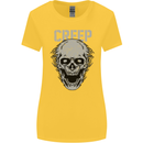 Creep Human Skull Gothic Rock Music Metal Womens Wider Cut T-Shirt Yellow