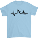 Cricket Pulse Cricketer Cricketing ECG Mens T-Shirt Cotton Gildan Light Blue
