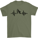 Cricket Pulse Cricketer Cricketing ECG Mens T-Shirt Cotton Gildan Military Green
