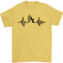 Cricket Pulse Cricketer Cricketing ECG Mens T-Shirt Cotton Gildan Yellow