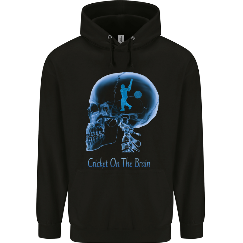 Cricket on the Brain Funny Cricketer Childrens Kids Hoodie Black