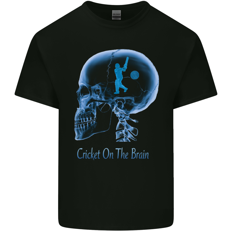 Cricket on the Brain Funny Cricketer Mens Cotton T-Shirt Tee Top Black