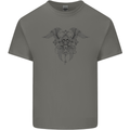Cross Skull Wings Gothic Biker Heavy Metal Mens Cotton T-Shirt Tee Top Charcoal