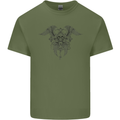 Cross Skull Wings Gothic Biker Heavy Metal Mens Cotton T-Shirt Tee Top Military Green