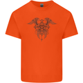 Cross Skull Wings Gothic Biker Heavy Metal Mens Cotton T-Shirt Tee Top Orange