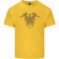 Cross Skull Wings Gothic Biker Heavy Metal Mens Cotton T-Shirt Tee Top Yellow