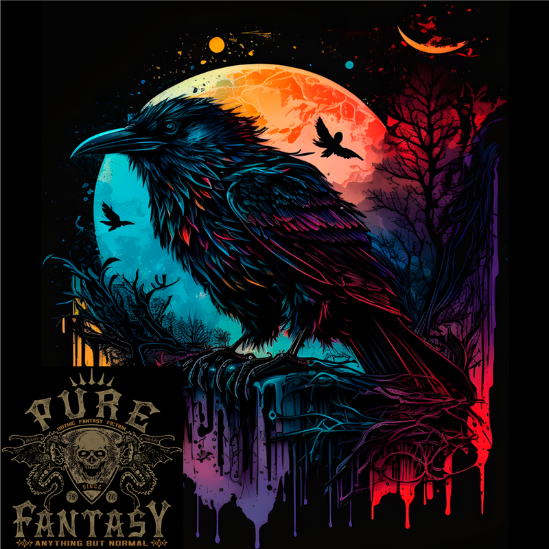 A Crow With a Fantasy Moon Mens Cotton T-Shirt Tee Top