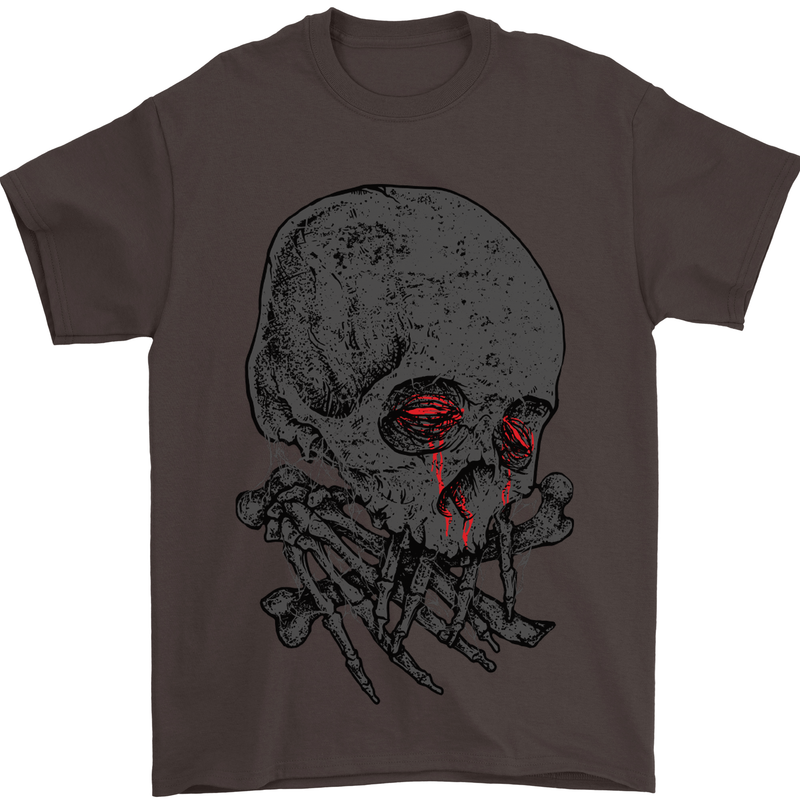 Crying Blood Skull Mens T-Shirt Cotton Gildan Dark Chocolate