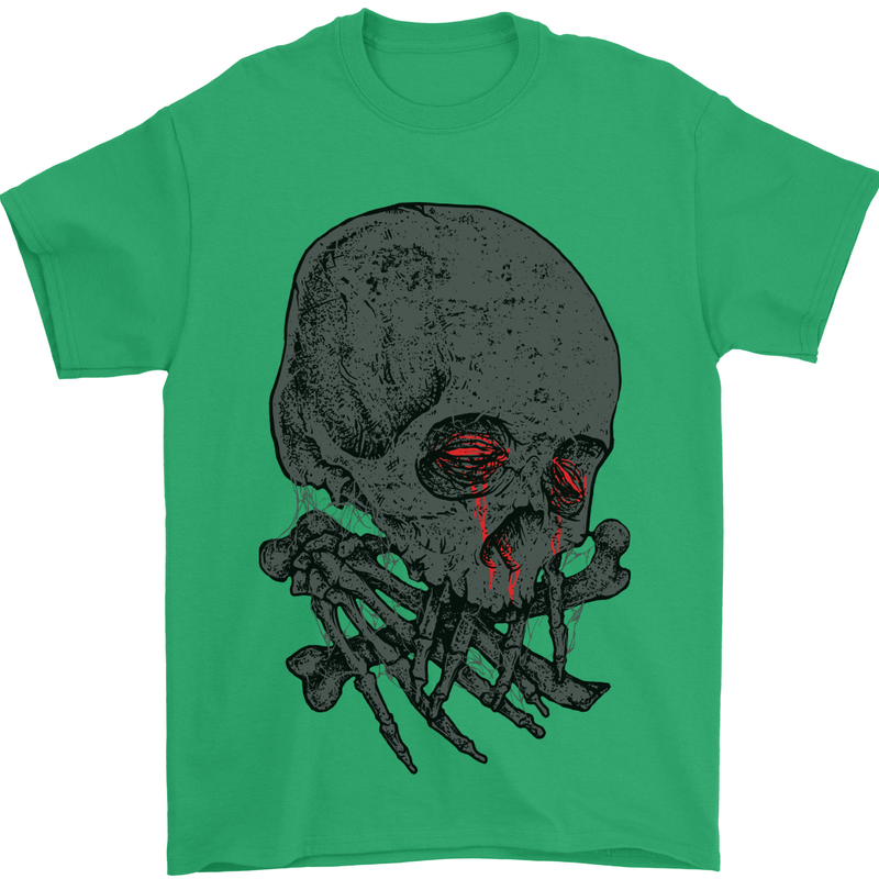 Crying Blood Skull Mens T-Shirt Cotton Gildan Irish Green