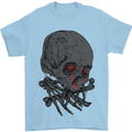 Crying Blood Skull Mens T-Shirt Cotton Gildan Light Blue