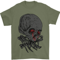 Crying Blood Skull Mens T-Shirt Cotton Gildan Military Green